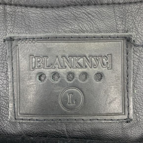 Blanknyc Women's Large Black Motorcycle Jacket Faux Leather Stitch Details - Picture 7 of 8